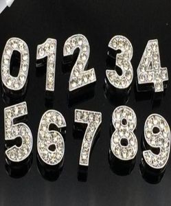 Whole 10mm 100pcslot 0 9 full rhinestones Slide Number DIY Charms Accessories fit for 10mm pet collar keychains1314096