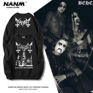 Mayhem Brutal Band Periferia Crewneck Moletom Masculino e Feminino Norueguês Black Metal Rock Outono e Inverno Jaqueta de Lã Maré