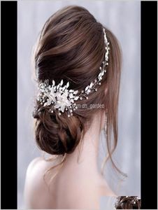 Hair sier kolor kryształ perłowy pałąk ślubny tiara winorośli dekoracyjne kobiety