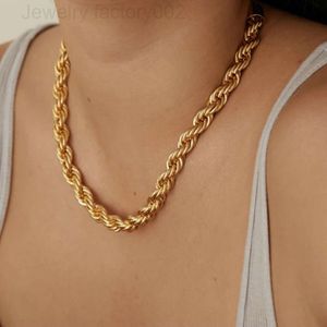 8MM stainless Steel Rope Chain Twist Chain 18K Gold Plated Women Choker Minimalist Jewelry Chunky Rope Chain Necklace