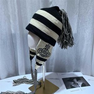 Nana Anime Shinichi Okazaki Caps Ladie Winter Hand Knitted Bomber Hat Cosplay Street Ear Protection Warm Wool Tassel Russian Hat 2205E