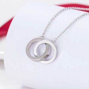Luxury designer jewelry Pendant Necklaces T Necklace t Double Circle 1837 Light Luxury Simple 925 Silver Fashion Temperament for woman Valentines Day gifts with box