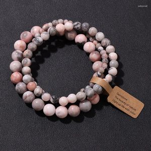 Strand Pink Zebra Beads Armband Women 4 6 8mm Natural Stone Turquoises Agates Tiger Eye Quartz Set Men Friend Jewelry