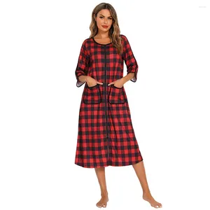 Kadın pijama kadınları gevşek gecelikler sleepdress spa bornoz crewneck yumuşak çizgili uyku şezlongları cepli