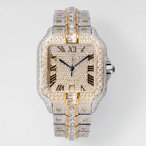 手作りのダイヤモンドウォッチメンズウォッチ自動メカニカル40mmサファイア付きダイヤモンド散布されたスチールブレスレット女性腕時計マントリーデフルク