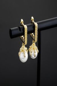 Dragon Claw Pearl Earrings MENS MENS Womens Gold Dingle örhängen Fashion Hip Hop Jewelry3317691