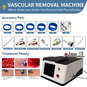 Macchina dimagrante 6 in 1 Rimozione delle vene del ragno Rimozione dei vasi sanguigni laser 980 Nm Rimozione vascolare del diodo laser dotato di 5 anelli blu557