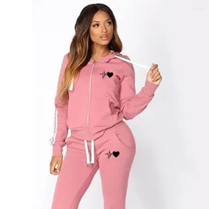 Kadınlar iki parçalı pantolon moda kadın eşofmanları bahar sonbahar sporları giyim jogging takım elbise bayanlar kapüşonlu kıyafetler fermuar hoodies ve