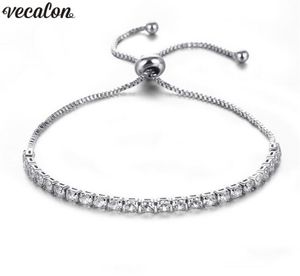 Vecalon Female Extend Bracelet 4mm Diamond White gold filled Crystal Engagement wedding Bracelets for women Jewelry5716725