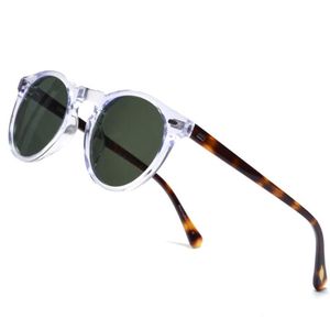 Solglasögon Gregory Peck OV5186 Vintage Round Mens Frame Crystal Clear for Women Green Lens311a