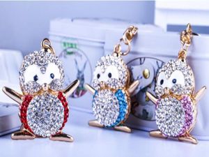 Cartoon Penguin Shape Key Chain Creative 3 Colors Diamond Metal Cute Penguin Key Ring Bag Fashion Accessories3275311