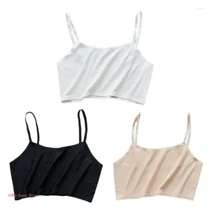 Camisoles Tanks Frauen Mädchen Sommer Eis Seide Crop Top Nahtlose Bralette Einfarbig Draht Keine Gepolsterte Grundlegende Stretch Leibchen