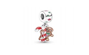 Memnon Biżuteria Winter 925 Charms S925 Srebrny Gingerbread Man Dangle Charm Kulki 799637C01 Bracelets Naszyjnik DIY za 5180836