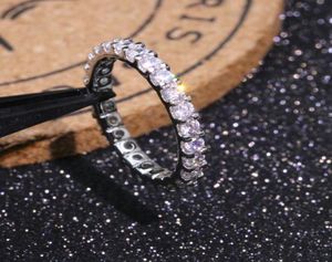 Vecalon Eternity ring Real 100 925 Sterling Silver Full Diamond Engagement wedding band rings For women men Finger Jewelry3963215