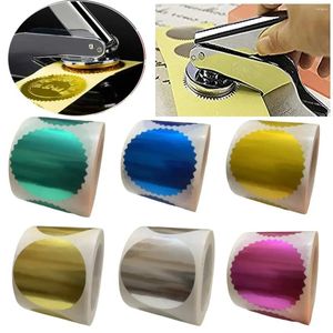 Gift Wrap 50mm Gear Sticker Laser Golden Glossy Etiketter Decorlabel Emponsing Stamp Box Packag Seal For Scrapbook Stickers