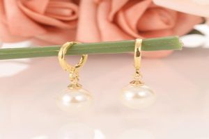 Big Bead Ball wisiorek 18 K Złote GF Kolczyki Dangle Dangle For Women Symulowane Pearl2666653