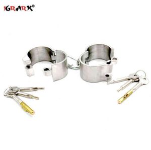 Nxy Adult Toys Sex Shop Detachable Stainless Steel Handcuffs Lockable Shackles Restraints Fetish Slave Bondage Games for Women 1202119291