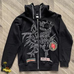 Felpe con cappuccio da uomo Felpe Trendy Cactus Jack Zipper Uomo Donna American High Street Doodle Line Stampa Felpa Cardigan Cappotto 231213