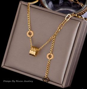 2021 Kvinnor lyxdesigner smycken romersk siffra keramiska hängen halsband sliver guld färg rostfritt stål mens halsband kedja b5846906
