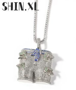 Iced Out Letter 4PF Dollar Pants Pendant Necklace Gold Silver Plated Mens Hip Hop Jewelry Gift2838650