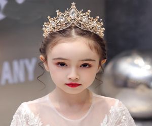 Children039s Crown Tiara Princess Girl Crystal Headband Golden Birthday Cake Decoration Beautiful Fashionab Legrace9015309