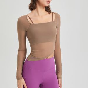 LL393 Sport-BH für Damen, Laufen, Fitness, mit Brustpolster, Yoga-Kleidung, langärmeliges Oberteil