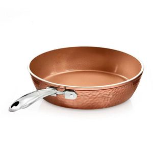 Patelnie w młotkowane 12 -calowe bezstronne patelnie patelni ceramiczne patelnię kuchenną premium pfoA darmowe zmywarki SAFE SAFE Copper 231213