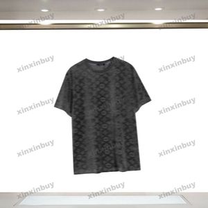 Xinxinbuy Men Designer Tee Tシャツパリベルベットファブリックレター刺繍セット半袖コットン女性ホワイトブラックダークグレーS-3XL
