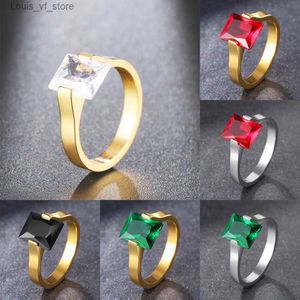 Bandringe 2021 NEU Edelstahl Ring Mode Kristall GROßER Zirkon Klassischer Stil Ringe Hochzeit Paare Geschenke für Frauen Edlen Schmuck T231213