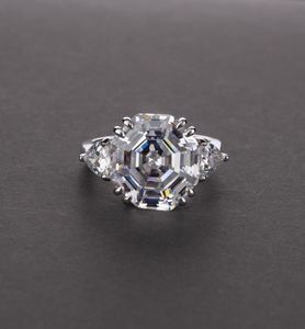 Rings Wong Regen 100 925 Sterling Zilver Asscher Cut Gemaakt Moissanite Aqumarine Edelsteen Wedding Engagement Ring Sieraden4908271637889