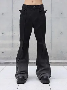 Jeans da uomo lavati sfumati di colore taglio 3D pantaloni in denim a spillo pantaloni a zampa d'elefante tendenza moda gotica pantaloni personalità streetwear uomo casual