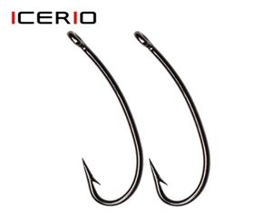 Icerio 500st Nymphs Dry Flugor Fly Binding Hook Curved York Bend Straight Eye 3x Long Shank Standard Wire Sharp Point Black Nickel 24189813