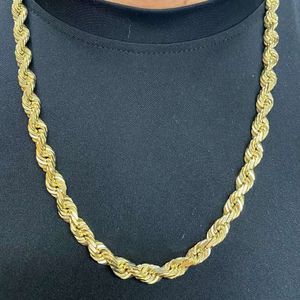 Personalizado 3mm 10k 14k 18k corrente de corda de ouro sólido colar jóias finas brilhar brilhantemente torcido corrente de corda para homens mulheres