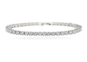 Iced Out Bling Paled Tennis Chain Armband Silver Color 5a Cz Charm Bangle for Women Mens Hip Hop Jewelry2482440