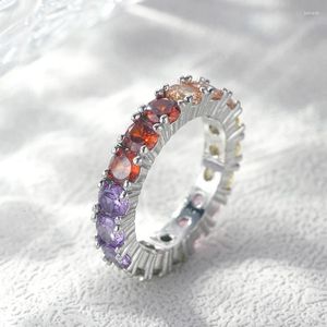 Обручальные кольца, роскошные модные цветные циркониевые кольца для женщин, вечерние стильные аксессуары, эффектные ювелирные изделия, необычный подарок