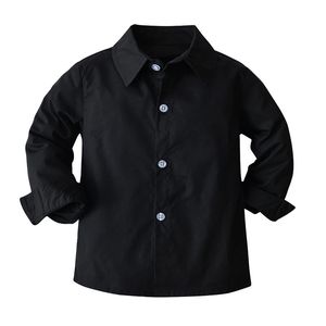 Camicie per bambini Primavera Autunno Camicie per neonato Camicia nera a maniche lunghe con risvolto Cardigan Camicia casual per bambini Camicette per gentiluomini Top per bambini Vestiti per ragazzi 231212