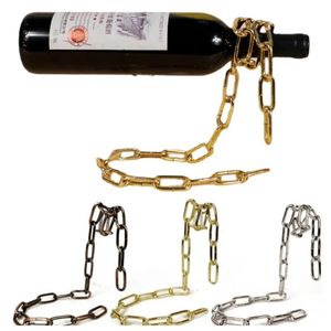 TABLETOP VIN RACKS Suspenderat Magic Bottle Rack Iron Chain Red Holders Metal Harts Cabinet Bar Decoration 231213