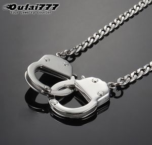 oulai777メンズゴールドネックレスステンレススチールハンドキャフスペンダントネックレスチェーン男性アクセサリーレディゴールドパーソナリティヒップホップ1257766