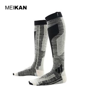 Herrstrumpor MKSK001 Högkvalitativ professionell Menwomen Mercerized Merino Wool Ski Socks Outdoor Thicken Terry Warm Knee High Long Socks 231213