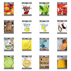 Adesivos de parede tamanho personalizado máquina de lavar louça decoração adesivo diy cozinha papel de parede casca vara vinil decalque fruta flor mural para decoração casa y231212