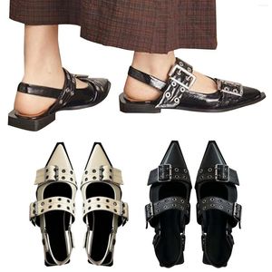 Sandaler bred bälte Backballet för kvinnor Slingback Casual Ballerina Shoes Flat Size 11 Heel