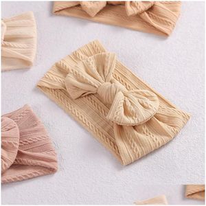 Acessórios de cabelo Criança Headbands para meninas Arcos Nylon Elastic Bands Bebê Turban Knited Bowknot Headwear Drop Delivery Kids Maternit Dh01R