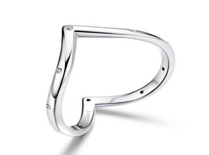 Unika europeiska kvinnor 925 Sterling Silver V Shape Finger Rings Fashion Girls Tail Ring2441195