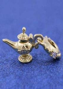 Shine Gold Metal Plated Magic Lamp Dangle Bead Fits European Jewelry Charm Beads Bracelets4118916