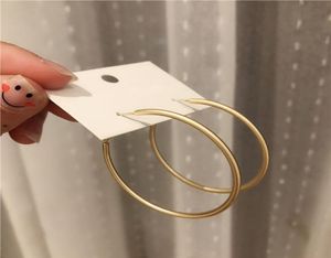 Large Hoop Sterling Silver Gold Earrings for Female Simple Metal Circles Silver Pin Party Girl Decor Diameter 4cm 55cm2579994