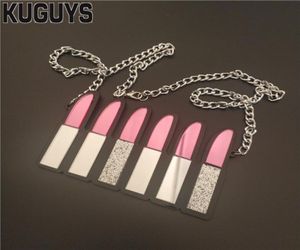 Große Lippenstift -Anhänger Halskette für Frauen Spiegel Acryl Halskette Ketten Mode Schmuck übertreiben trendige Accessoires6706712