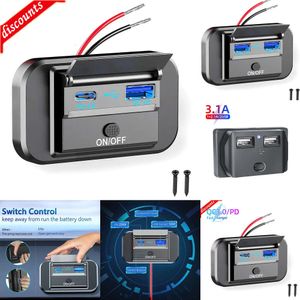 NOWOŚĆ INNE AUTO ELECTRONIKA QC3.0 PD Typ C Dual USB Porty Szybkie ładowarki Socket Adapter 12V/24 V Panelu zasilania USB z SWITH na motocykle morskie