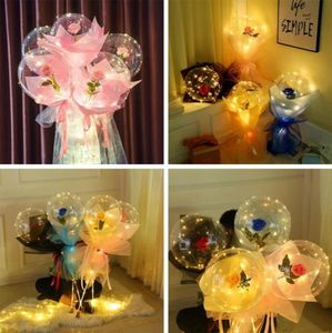 Bouquet di palloncini luminosi Globi romantici LED Rose Bobo Ball Natale Halloween San Valentino Regalo Festa di compleanno Decorazione di nozze1610330