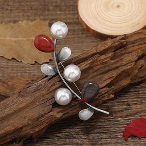 Broschen Morkopela Frauen Blätter Stein Brosche Vintage Schal Clip Pins für Modeschmuck Geschenk