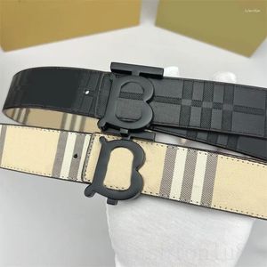 Luxury Belts Vintage Plaid Designer Gold Plated Letter Smooth Buckle Two Sided Cintura Cowhide Adjustable Size Pattern Cotton